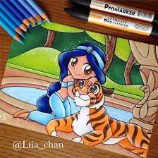 Jasmine Feat Rajah Chibis By Ltia Chan Instagram Aladdin Eyedrawing Dessins Disney Dessin Kawaii Princesse Dessin Princesse