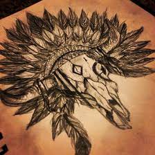 Main reason for wandering it was because a couple months ago i noticed a hip bone and a femur buy the fence line closest to the road. Bull Skull With A Head Dress Custom Design By Darby Boren Bull Tattoos Headdress Tattoo Bull Skull Tattoos