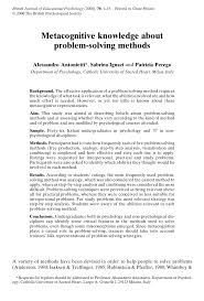 They may be assisted by recording the development of ideas as well as presenting their final solutions. Pdf Metacognitive Knowledge About Problem Solving Methods