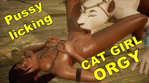 Horny Cat Girls Licking Pussy Harem Girls ORGY