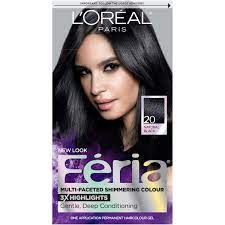 L Oreal Paris Feria Multi Faceted Shimmering Permanent Hair Color 20 Black Leather Natural Black 1 Kit Walmart Com Walmart Com