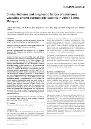 Osman sapian (menteri besar) population (persons): Pdf Clinical Features And Prognostic Factors Of Cutaneous Vasculitis Among Dermatology Patients In Johor Bahru Malaysia