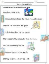 Grammar Through Nursery Rhymes Noun Verb Adjective Preposition Nouns Verbs Adjectives Nouns Nursery Rhymes