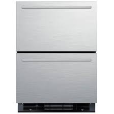 Summit 24 Inch 4 8 Cu Ft Double Drawer Refrigerator Freezer Ice Maker Stainless Steel Black Cabinet Sprf2dim Bbqguys Mini Fridge With Freezer Refrigerator Drawers Bottom Freezer