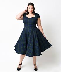 Tartan Plaid Outfits Pluz Size Plus Size Vintage Dresses 1950s Fashion Dresses Plus Size Outfits