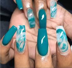 Here is a wonderful tropical teal design made for a diva!!! 55 Acrylic Coffin Nails Designs Ideas Styles Art