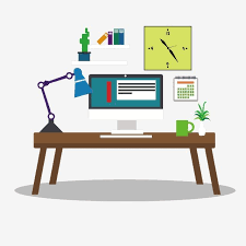 Office Jobs Time Clock Computer Table Lamp Book Coffee Png And Vector With Transparent Background For Free Download Office Job Time Clock Office