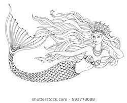 Coloring page of a cute mermaid with fishes. Image Result For Mermaid Svg Mermaid Drawings Mermaid Sketch Mermaid Art