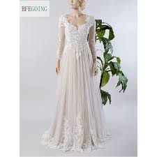 Coupe cocktails and unique on pinterest robe trapèze manches longues middot; Robe Trapeze De Mariage Tulle A Manches Longues Col En V Sur Mesure En Dentelle Ivoire Train Court Aliexpress