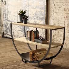 Semi Circle Console With Two Wooden Shelves And Metal Bottom Furniture Industrial Chic Furniture Iron Furniture