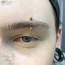 Holier Than Thou On Instagram These Paired Central Eyebrow Piercings Were So Much Fun To Perform Charlie Picked Out Some Eyebrow Piercing Piercings Eyebrows