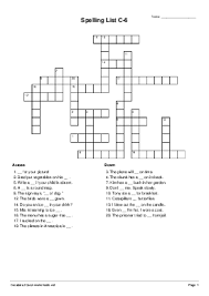 You can play it any day of the week! Spelling List C 6 Crossword Quickworksheets
