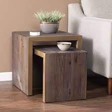 Everly Quinn Haddonton Solid Wood Sled Nesting Tables Side Table Decor Living Room Side Table Wood Table Decor Living Room