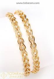 235 Dbl103 18k Gold Diamond Bangles Set Of 2 1 Pair Gold Bangles Design Gold Jewellery Design Necklaces Jewelry Bracelets Gold