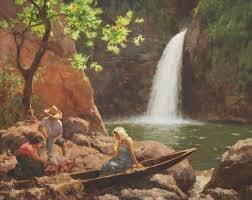Fernando Amorsolo S Pagsanjan Falls 1949 Filipino Art Philippine Art Autumn Painting