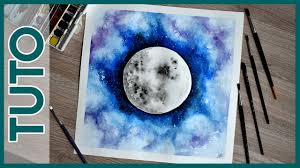 Hey les gens x) ce dessin a un brouillon un peu vieux. Tuto 34 Pleine Lune Facile A L Aquarelle Close To Art Youtube