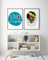 Positive Quote Art King In Training Scandi Style Etsy Train Wall Art Baby Art Playroom Decor