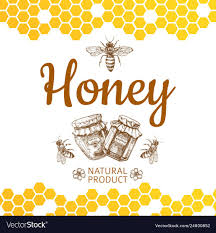 vintage honey logo and background with bee vector image honey logo logo bee honey jar labels