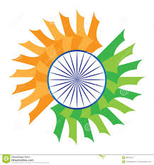 Drei gleich grosse horizontale streifen safrandunkles orange weiss grun mit einem blauen chakra 24speichiges rad in der mitte der fahne. Indien Flagge Stilisierte Orange Safran Weisses Grun Blaues Chakra Vektor Abbildung Illustration Von Demokratie Safran 96903422