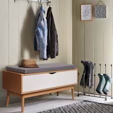 Banc Coffre D Entree Chaussures Leo Bois Facon Hetre Et Blanc 13507 En 2020 Banc D Entree Avec Rangement Banc Coffre Coffre De Rangement