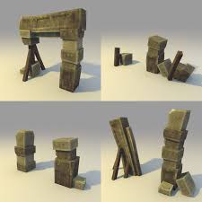 Low Poly Broken Stone Gate More Variation Low Poly Fancy Water Poly