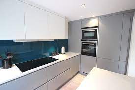 Pearl Grey And White Matt Kitchen From Lwk Kitchens Teal Kitchen Kitchen Design Kitchen Tall Units