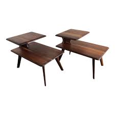 Vintage Mid Century Danish Modern Two Tier End Tables By Carl Bissman A Pair End Tables Mid Century Danish Table