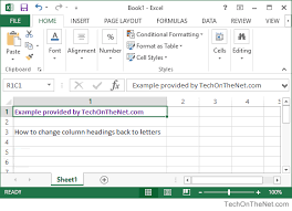 Ms Excel 2013 How To Change Column Headings From Numbers To