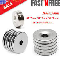 Countersunk Ring Round Disc Strong N35 Magnets Rare Earth Neodymium w/ Hole  5mm