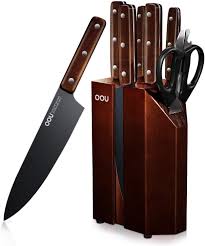 Looking for cookware, homewares and outdoor accessories in one easy location? Amazon Com Knife Set Oou 8 Piece Kitchen Knife Block Set High Carbon Stainless Steel Chef Knife Set With Block Wooden Ultra Sharp Forged Full Tang Kitchen Knives Bo Oxidation For Anti Rusting Kitchen Dining