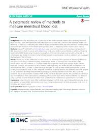 Pdf A Systematic Review Of Methods To Measure Menstrual Blood Loss
