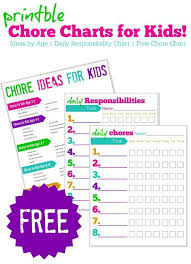 10 free printable chore charts for kids