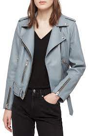 Allsaints Balfern Lambskin Leather Biker Jacket Nordstrom Blue Leather Jacket Leather Jackets Women Leather Jacket Outfits
