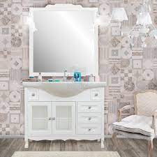 Trova ispirazione scegli tra migliaia di prodotti arreda la casa senza uguali. Mobile Bagno In Legno Bianco Opaco Stile Provenzale Base Lavabo Specchio