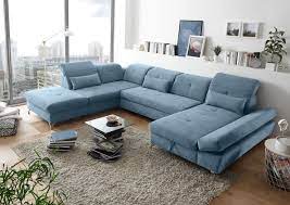 So lassen sich die sofas nicht nur platzsparend vor einer wand positionieren. Couch Melfi L Sofa Schlafcouch Wohnlandschaft Schlaffunktion Blau Denim U Form Ebay