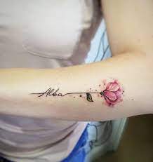 Flower With Name Tattoo For Women Tattoosforgirls Tattoos For Daughters Tattoos For Women Flowers Tattoos For Women Small