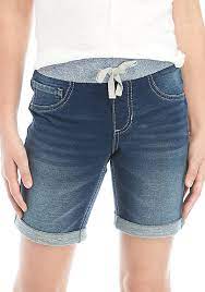 White high waist distressed denim shorts. Crown Ivy Girls 7 16 Rib Knit Waist Ruby Denim Bermuda Shorts Belk