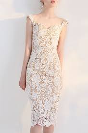 Tight Short Lace Wedding Dresses Reception Ivory Lace Sheath Knee Length Style Epy05 119 Gemgrace Com Tea Length Cocktail Dresses Short Wedding Dress Knee Length Wedding Dress