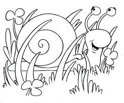 Divertida imagen para imprimir y colorear de un caracol sonriente en su concha. Dibujos Para Colorear Insectos En Primavera