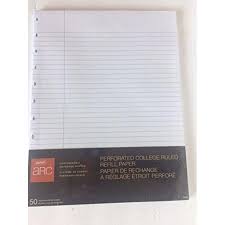 Staples Arc Customizable Notebook Perforated College Ruled Refill Paper 11inch X 8 5inch Walmart Com