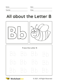 Tracing letter b alphabet worksheet for kindergarten and preschool kids for handwriting practice and educational activities in a printable . Trace The Letter B Uppercase And Lowercase Tracing Sheet For Kids Worksheet Bee