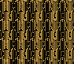 Colorful Fabrics Digitally Printed By Spoonflower Art Deco Skyscraper Scallop Black And Gold Art Deco Wallpaper Art Deco Posters Antique Art Deco