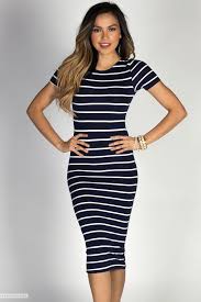 Black And White Striped Bodycon Dress Outfit Jamie Navy White Striped Short Sleeve Bodycon T Shirt Midi Dress Casual Short Sleeve Dress T Shirt Midi Dress Striped Bodycon Dress