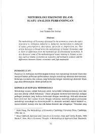 1 dosen prodi pendidikan ekonomi islam, institut agama islam tazkia. Pdf Metodologi Ekonomi Islam Suatu Analisis Perbandingan