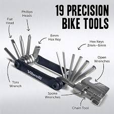 Vibrelli Bike Multi Tool V19 With Glueless Puncture Repair Kit Carry Case Bicycle Multitool Multitool Tools Open Wrench