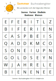 Gratis unterrichtsmaterial für den deutschunterricht daz daf zum download: Buchstabengitter Mit Sommerbegriffen