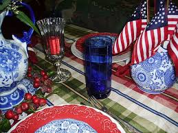 Sharing With Sherri Red White And Blue Transferware Tablescape Patriotic Table Decorations Blue Table Settings Patriotic Decorations
