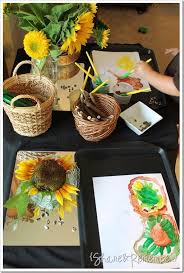 Preschool Art Study Painting Sunflowers Preschool Art Montessori Art Kindergarten Art