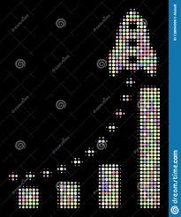 Rocket Business Bar Chart Halftone Collage Of Circles Stock