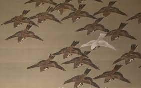 sparrows in autumn by jakuchu detail 日本画